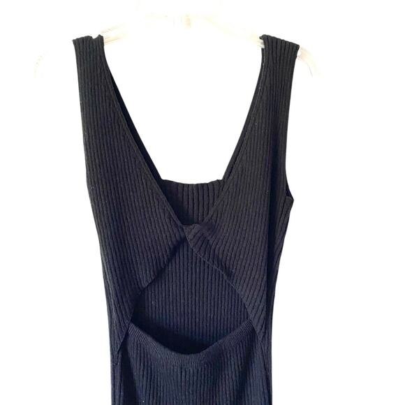 Amadi Anthropologie NWTs Black Knit Midi Ribbed Dress size large - Picture 7 of 10